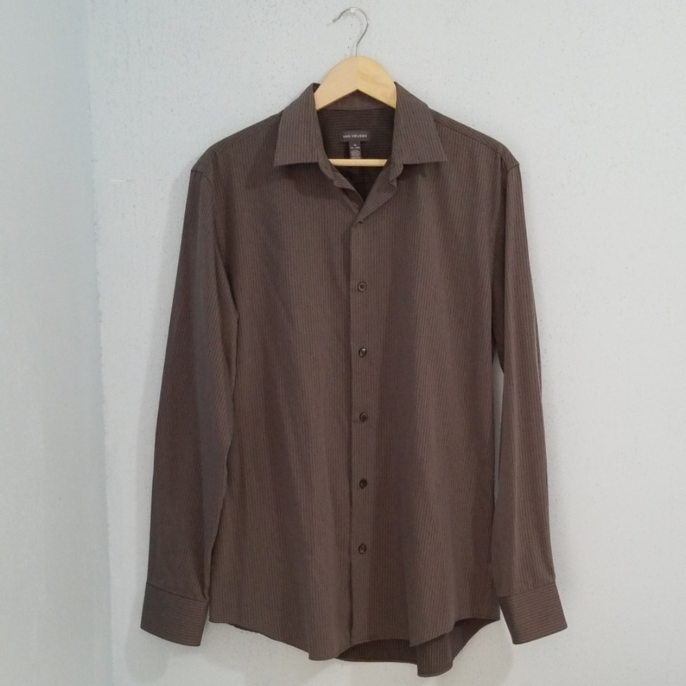 VAN HEUSEN Mens Dress Shirt Gray.Size 15 -15 1/2 M
